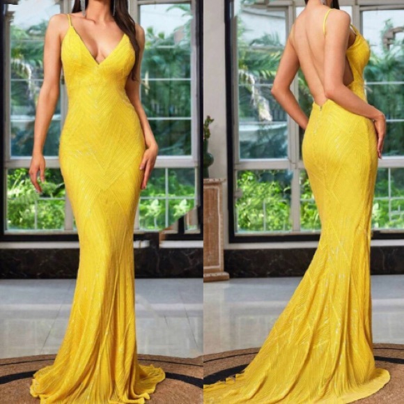 tie backless halter dress Champagne Backless Mermaid Lace Long Prom Dresses, Mermaid Champagne L –  morievent main image 0
